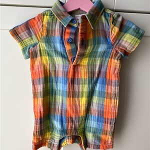 Hanna Andersson Plaid Baby Romper